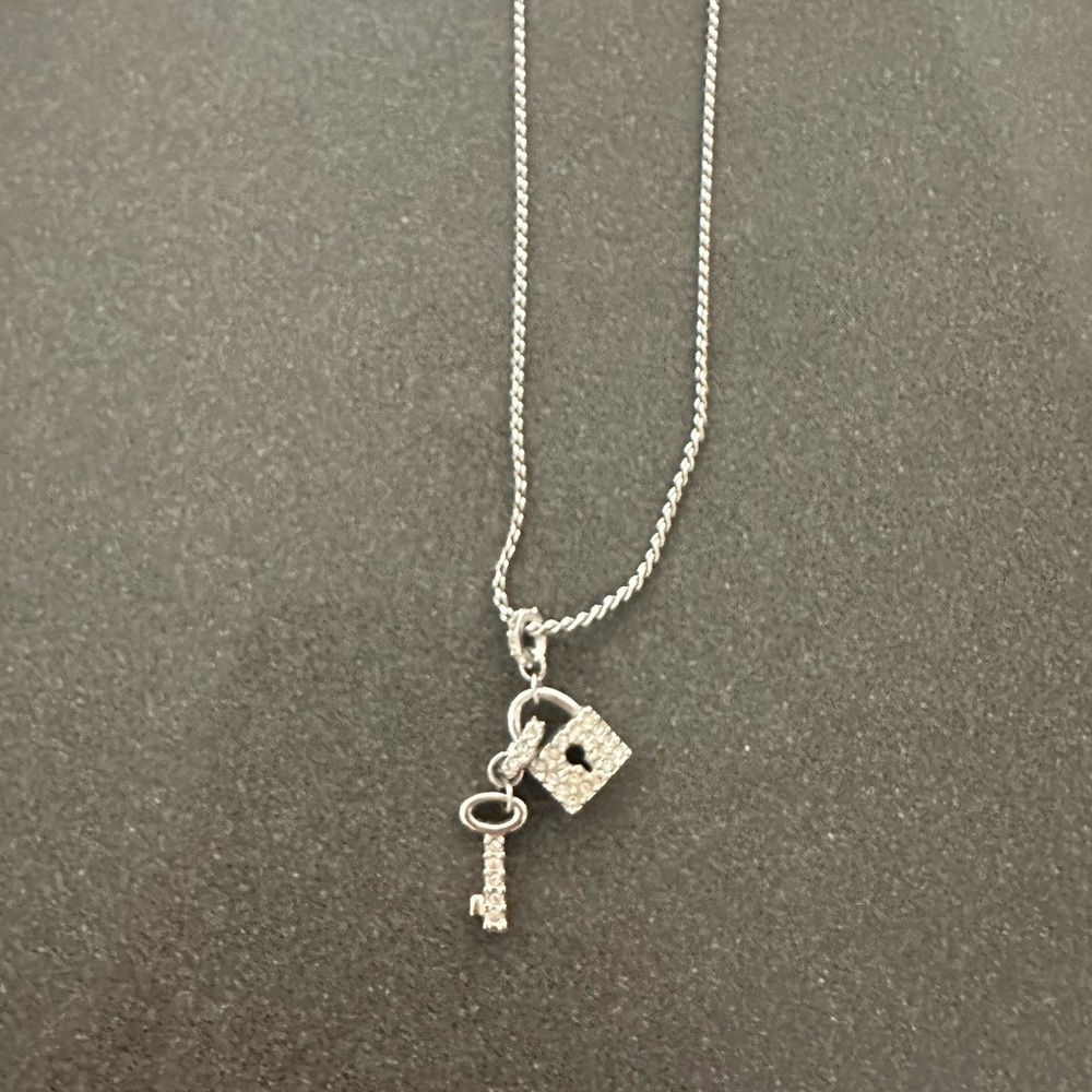 Swarovski crystal lock and key necklace